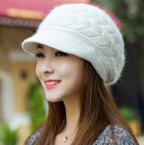 Beanies Knitted Hats Rabbit Fur Cap